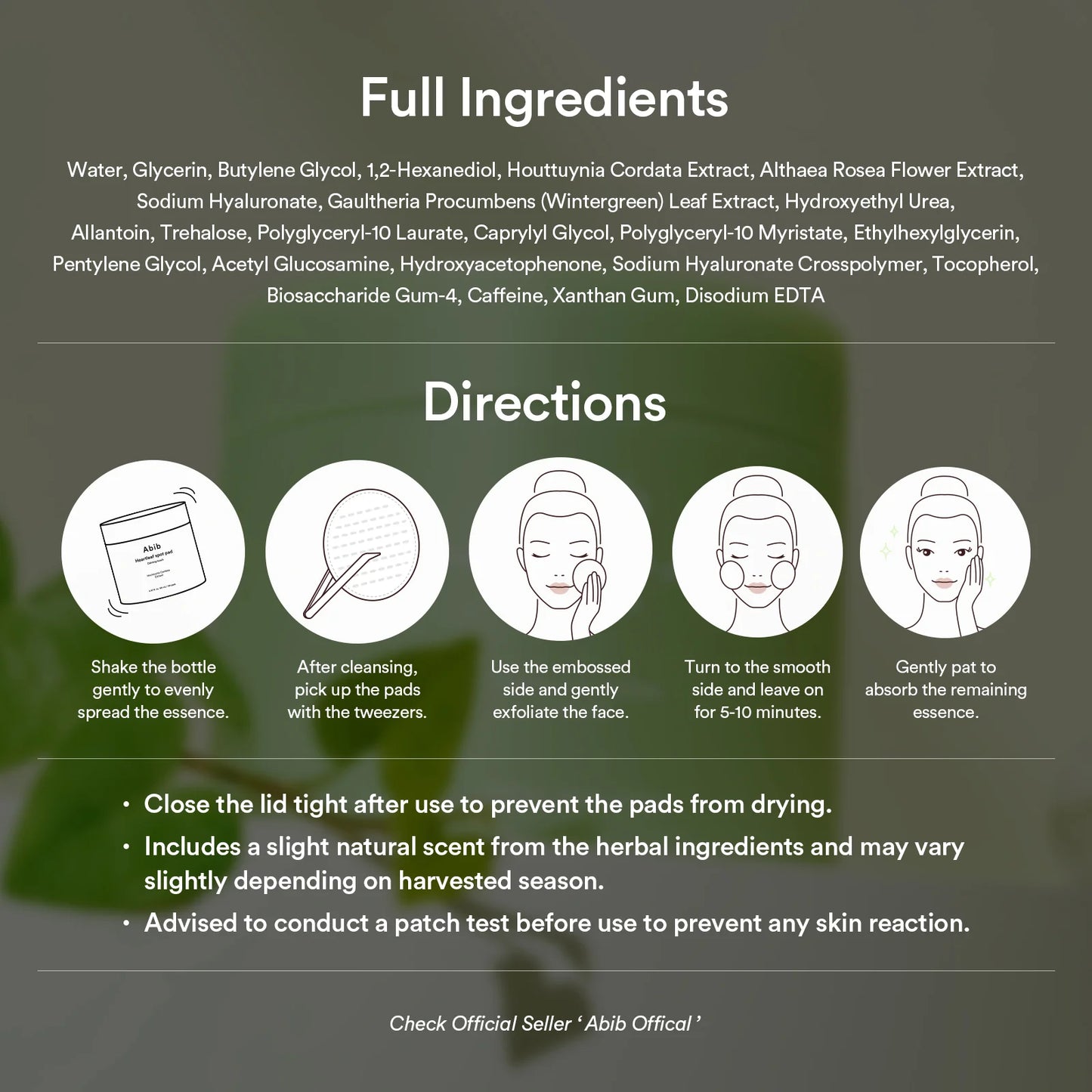 Abib Heartleaf Spot Pad Calming Touch 150ml 80 pads
